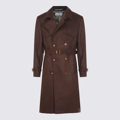 Brunello Cucinelli Brown Wool Trench Coat