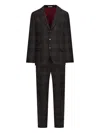 Brunello Cucinelli Plaid-pattern Single-breasted Suit In Brown
