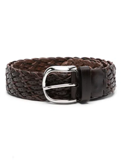 Brunello Cucinelli Interwoven Leather Belt In Brown