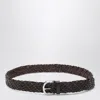 Brunello Cucinelli Brown Woven Leather Belt Men In Black