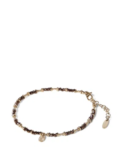 Brunello Cucinelli Brown-hematite And Sterling Silver Anklet In Gold