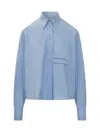 Brunello Cucinelli Monili Flap Pocket Poplin Button-down Shirt In Blue
