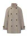 Brunello Cucinelli Double Worked Caban In Virgin Wool And Cashmere Cloth With Shiny Cuff Details Clo In Brown