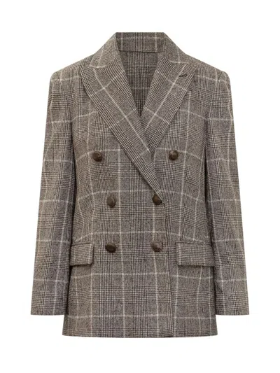 Brunello Cucinelli Double-breasted Jacket In Gray