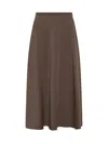 Brunello Cucinelli Flared Midi Skirt In Brown