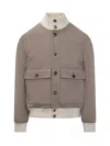 Brunello Cucinelli Patch-pocket Bomber Jacket In Brown