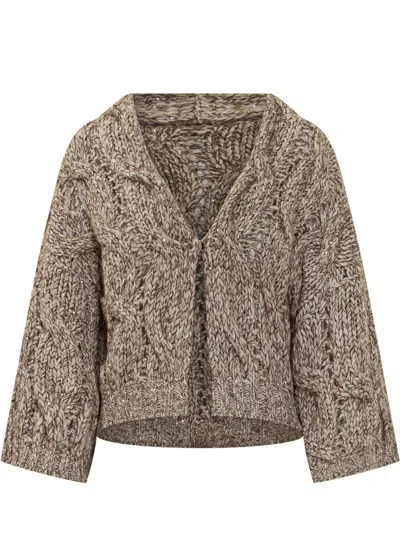 Brunello Cucinelli Knitted Short Cardigan In Burgundy