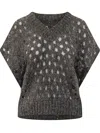Brunello Cucinelli Short-sleeve Embellished Top In Multi