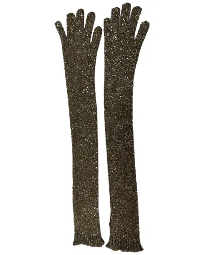 Pre-owned Brunello Cucinelli Sequined Gloves In Gold Polyamide (authentic Pre-loved) In Green