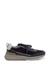 Brunello Cucinelli Suede And Smooth Material Flat Shoes With Contrasting Sole In Black