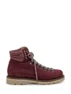 Brunello Cucinelli Lace-up Herringbone-detail Boots In Red