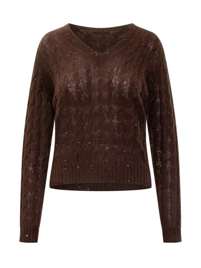 Brunello Cucinelli V-neck Sweater In Brown