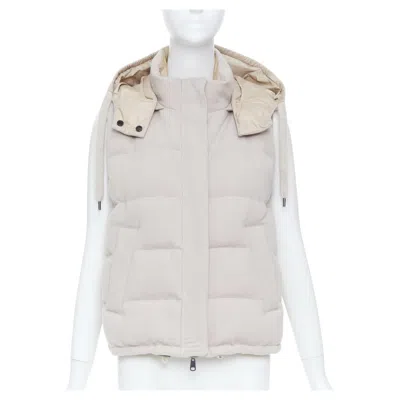 Pre-owned Brunello Cucinelli Brunello Cucinello Reversible Beige Cashmere Down Filled Puffer Vest It42 M In Brown