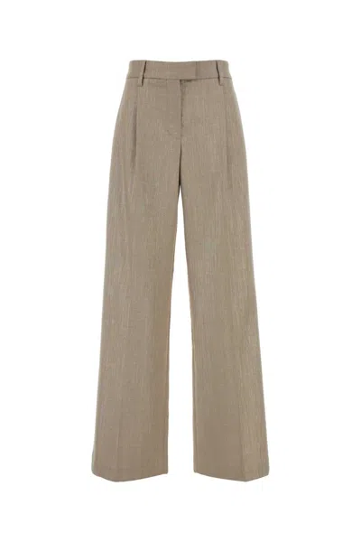 Brunello Cucinelli Brushed Gold-tone Stretch Palazzo Pants In Brown