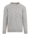 Brunello Cucinelli Geometric Alpaca Blend Sweater In Gray