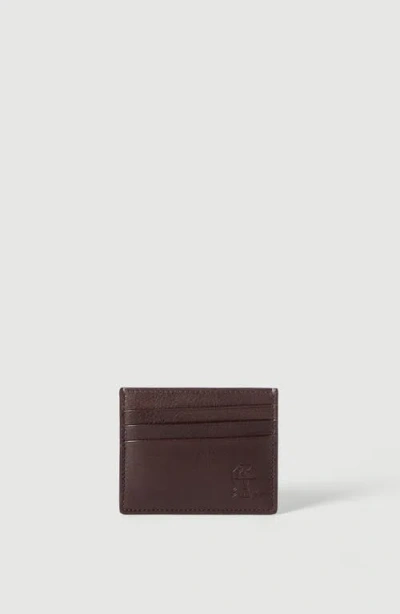 Brunello Cucinelli Brushed Leather Card Holder In Brown