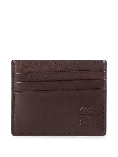 Brunello Cucinelli Brushed Leather Cardholder In Brown
