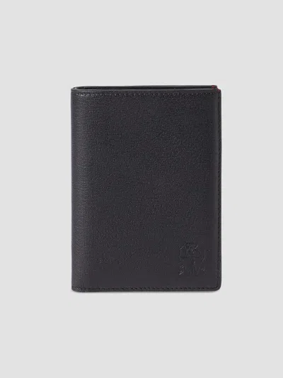 Brunello Cucinelli Brushed Leather Passport Holder In Black