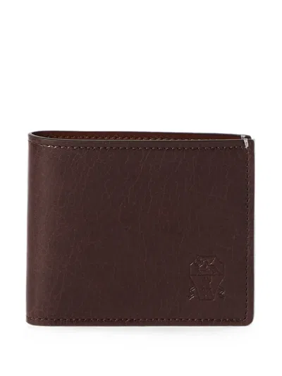 Brunello Cucinelli Brushed Leather Wallet In Brown