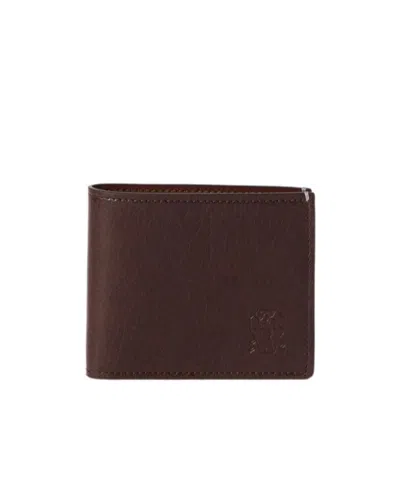 Brunello Cucinelli Brushed Leather Wallet In Yellow