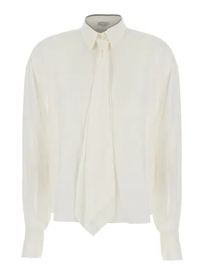 Brunello Cucinelli Brushed Silk Shirt In White