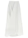 Brunello Cucinelli Long Cotton Skirt With Asymmetric Draped Detailing In White