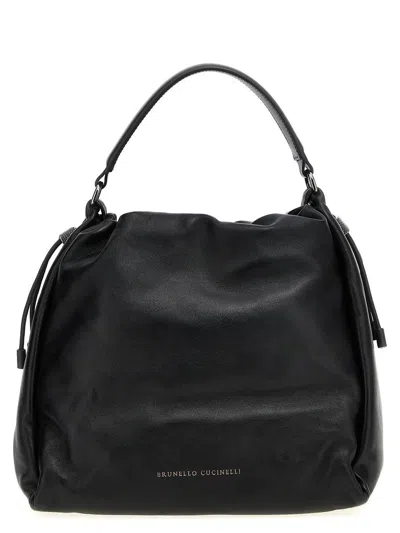 Brunello Cucinelli Black Leather Crossbody Bag