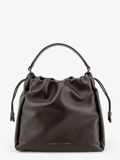 Brunello Cucinelli Bucket Mellow Leather Shoulder Bag In Brown