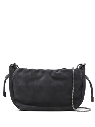 Brunello Cucinelli Bucket Mellow Mini Crossbody Bag In Black