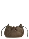 Brunello Cucinelli Bucket Mellow Suede Shoulder Bag With Precious Chain In Brown
