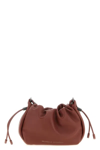 Brunello Cucinelli Mini-umhängetasche "bucket Mellow" In Brown