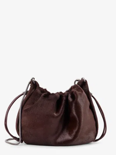 Brunello Cucinelli Bucket Mellow Mini Pony Skin Shoulder Bag In Brown