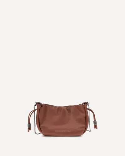 Brunello Cucinelli Bucket Mellow Mini Shoulder Bag In Brown