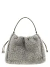 Brunello Cucinelli Women Small Shearling Mellow Shoulder Bag In Gray