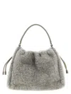 Brunello Cucinelli Women Small Shearling Mellow Shoulder Bag In Gray
