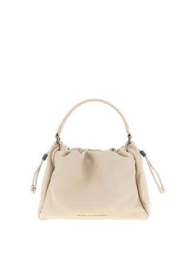 Brunello Cucinelli Bucket Mellow Small Handbag In Sand
