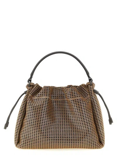Brunello Cucinelli Bucket Mellow Small Handbag In Tan