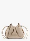 Brunello Cucinelli Mellow Mini Bucket Bag In Soft Leather With Precious Chain In White