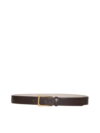 Brunello Cucinelli Buckle-fastened Pointed-tip Belt In Brown