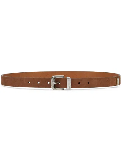 Brunello Cucinelli Buckle-fastening Leather Belt In Brown