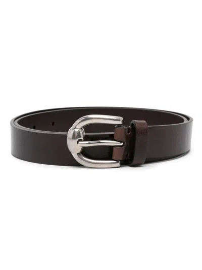 Brunello Cucinelli Buckle-fastening Leather Belt In Beige