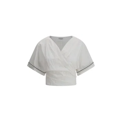 BRUNELLO CUCINELLI BUCKLE-KNOTTED WAIST BLOUSE
