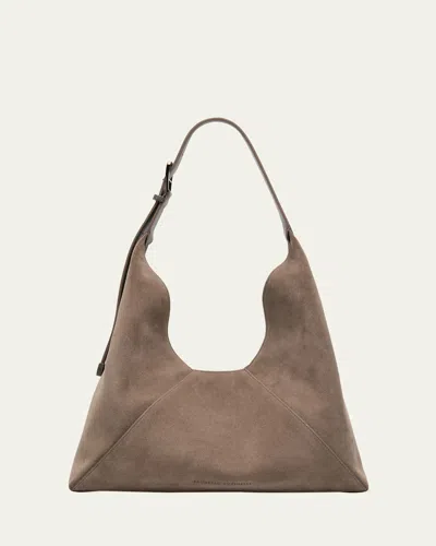 Brunello Cucinelli Buckle Suede Hobo Bag In Animal Print