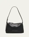 BRUNELLO CUCINELLI BUCKLE ZIP LEATHER SHOULDER BAG