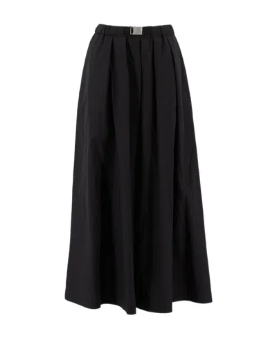 Brunello Cucinelli Buckled Pleated Midi Skirt In Black