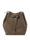 Brunello Cucinelli Elegant Mini Buckle Bucket Handbag In Brown Leather In Brown