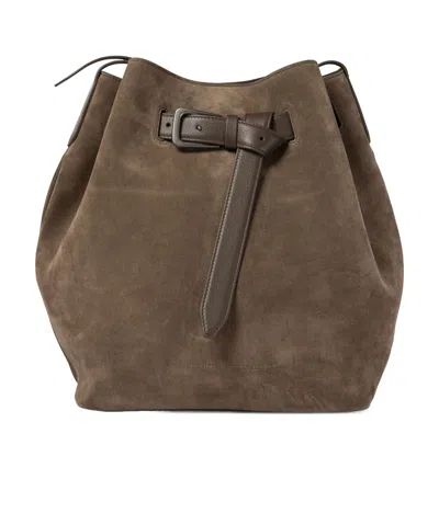 Brunello Cucinelli Buckled Shoulder Bag In Brown