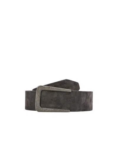 Brunello Cucinelli Buckled Suede Belt In Black