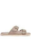 Brunello Cucinelli Buckled Suede Sandals In Neutral