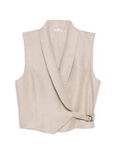 Brunello Cucinelli Buckle-fastening Waistcoat In Neutral